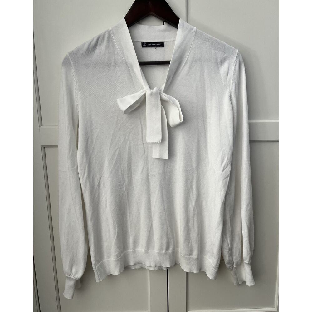 Adrianna Papell Women's Tie Neck Knit Top Sz. M white